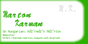 marton karman business card